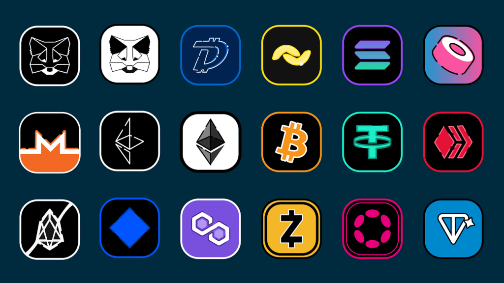 crypto, icons, cryptocurrencies, bitcoin, ethereum, banana, sushi, sushiswap, hive, tether, zcash, polygon, ton, polkadot, eos, metamask, digitbyte, monero, waves, solana, web3, underground economy, coins, crypto, crypto, ethereum, tether, metamask, metamask, solana, solana, solana, solana, solana