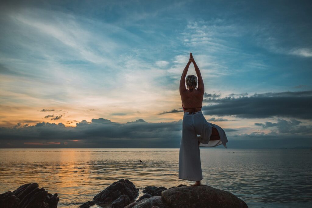 yoga, yoga pose, asana, sunset, woman, meditation, namaste, pose, meditate, healthy, fitness, lifestyle, body, relax, stretch, landscape, stretching, sea, ocean, sky, nature, clouds, international yoga day, yoga, yoga, yoga, yoga, yoga, meditation